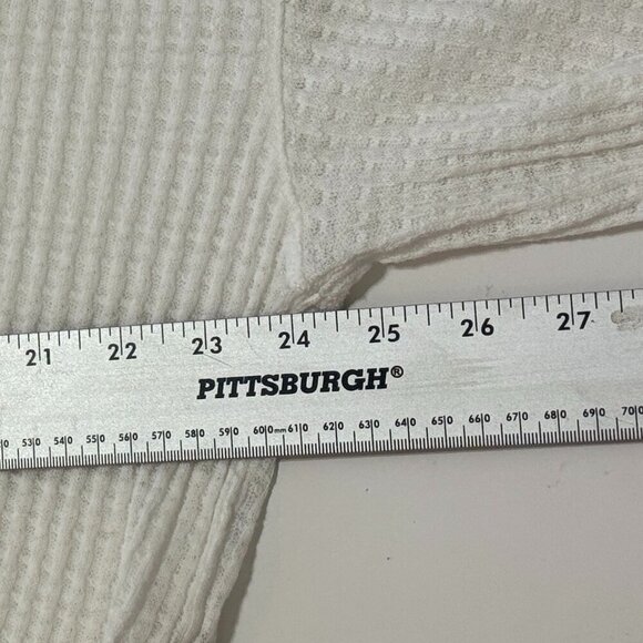 We The Free Waffle Tee Women's Size Large Ivory South Side Tee V-Neck Longline - Picture 8 of 10